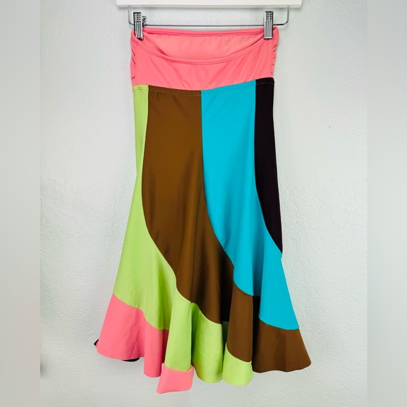 Vix Sherbet Strapless Summer Fit And Flare Swimwear Coverup Dress - Picture 2 of 6